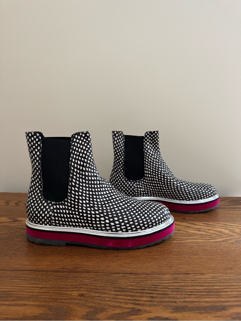 AGL Black White & Pink Chelsea Boots